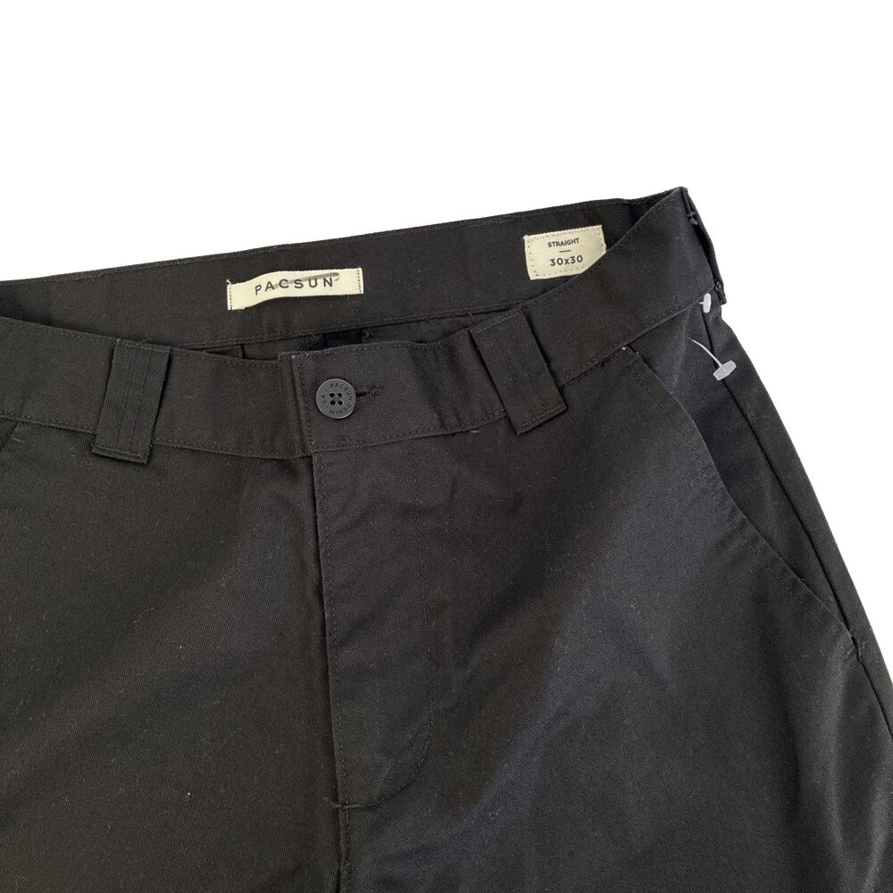 New Mens Pacsun Straight Fit Black Pants Size 30x30 NWOT Skate Skater